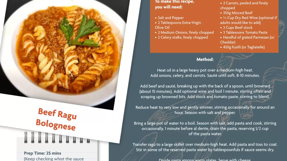 Reflections Recipe Card - Beef Ragu Bolognese
