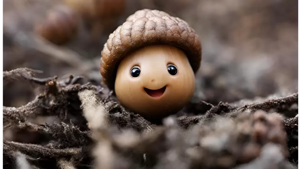 acorn with a face